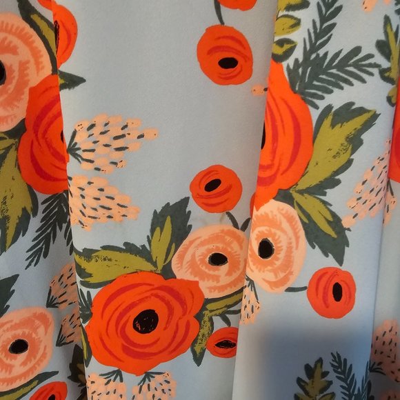 Rare Paper Crown x Rifle Paper Co Blue Floral Swing Dress S Anthropologie - Picture 2 of 4